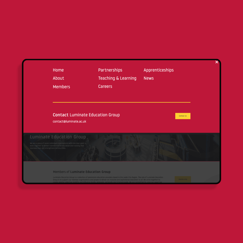 Red login modal on a dark website background, with white text fields and a yellow submit button.