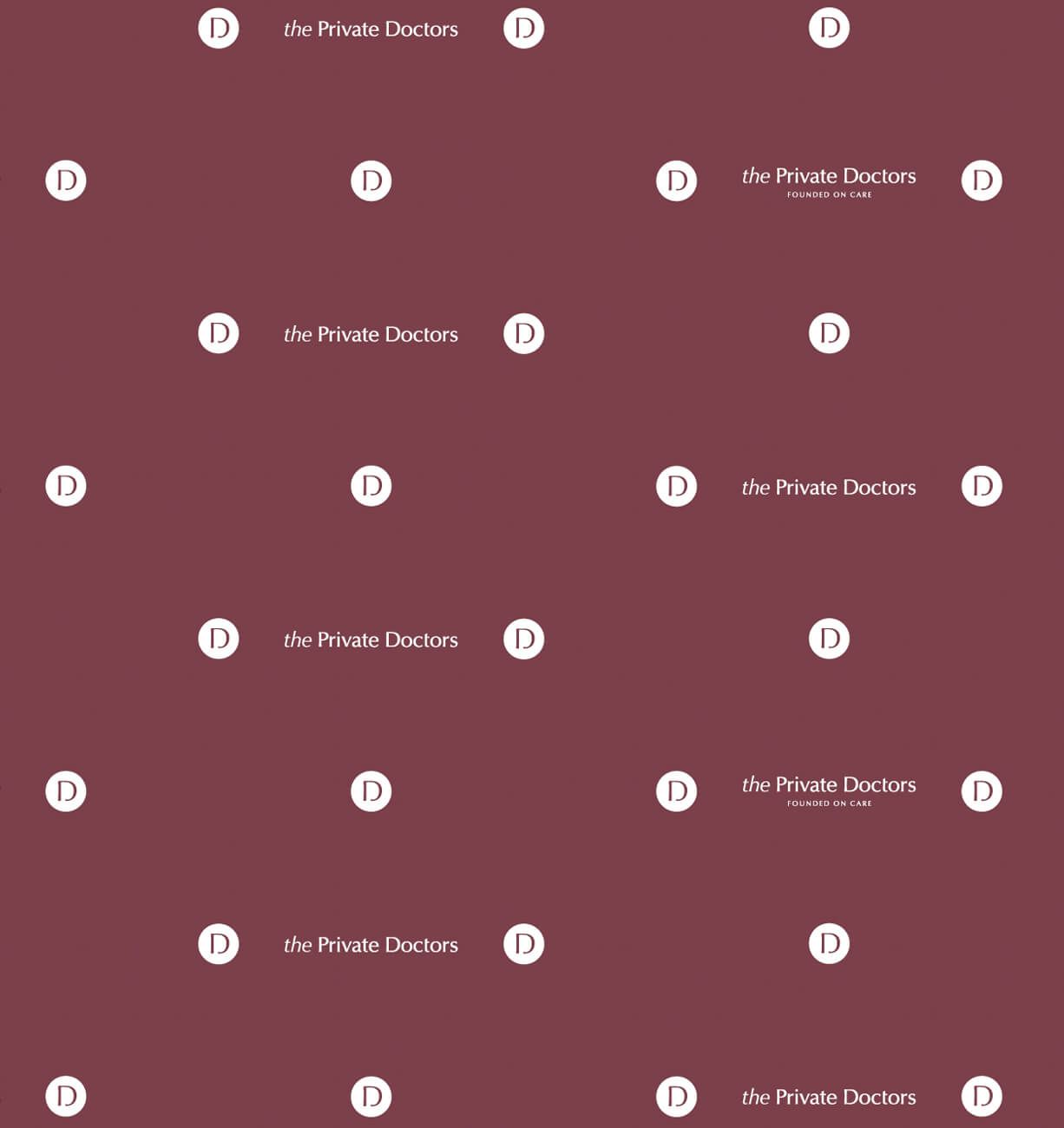Maroon interface with repeated white circular icons and faint text labels in a grid.