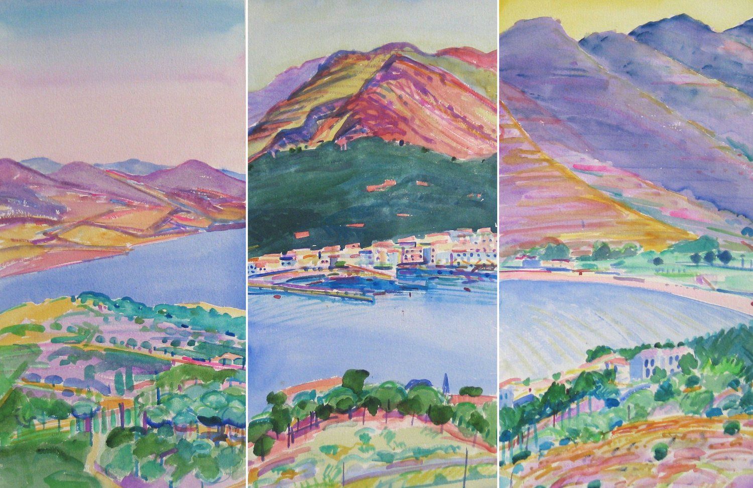 Watercolor triptych