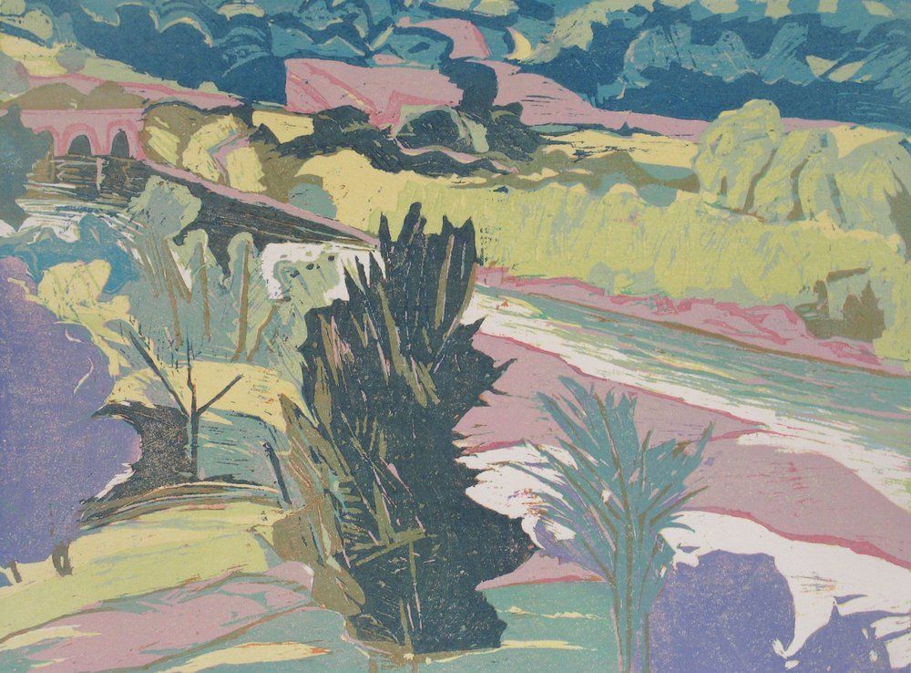 Abstract landscape with layered colors