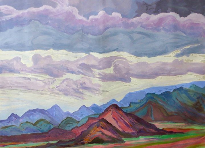 Mountains and cloudy sky