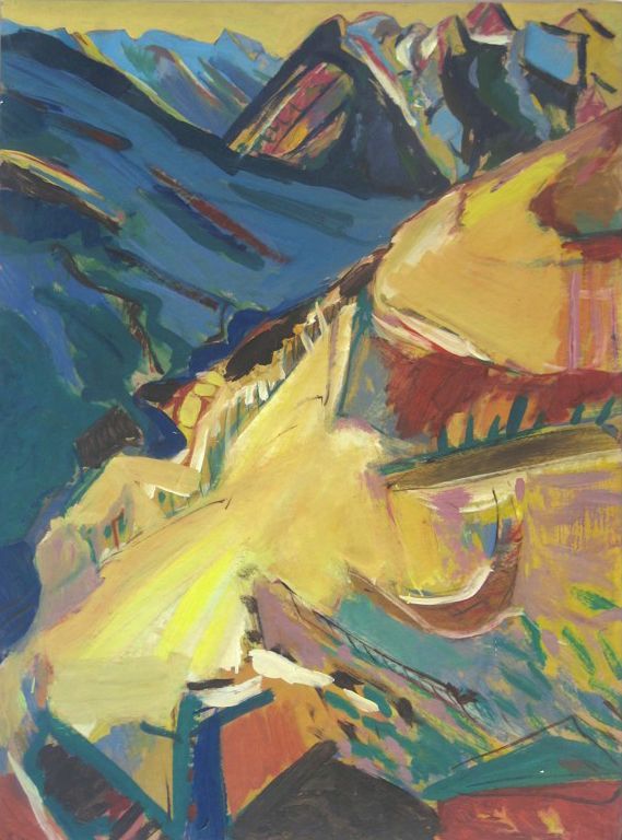 Abstract painting of mountains