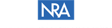 The nra logo is a blue square with white letters on a white background.