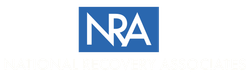 A blue and white nra logo on a white background.