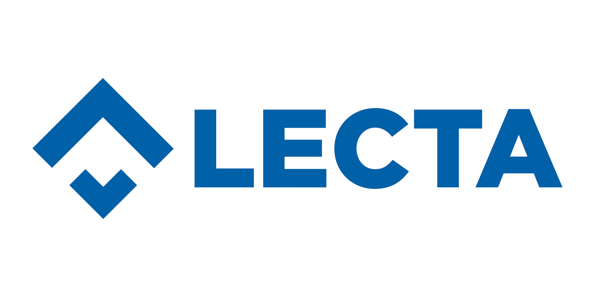 Logotipo azul con forma geométrica y la palabra LECTA.