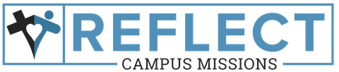 A logo for reflect campus missions with a cross on it