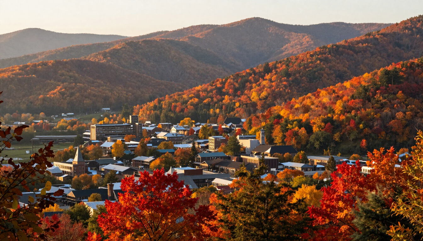 Gatlinburg in October with brilliant Smoky Mountain fall colors