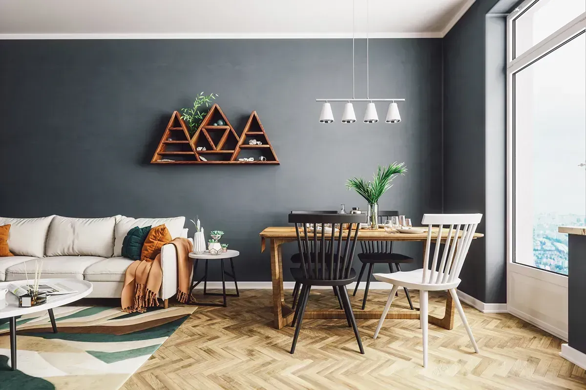 Flooring trends of 2026 highlighted in a modern apartment.