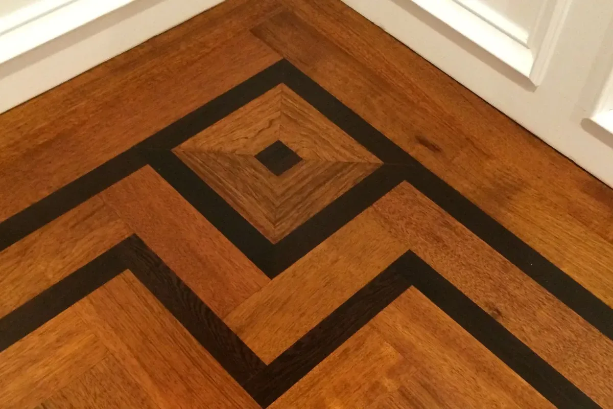Hardwood floor borders.