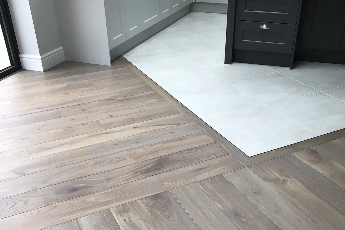 Hardwood floor transition.