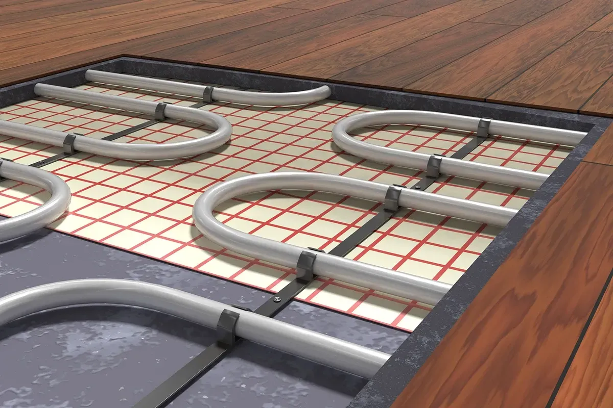 Illustration of how a heated floor works.