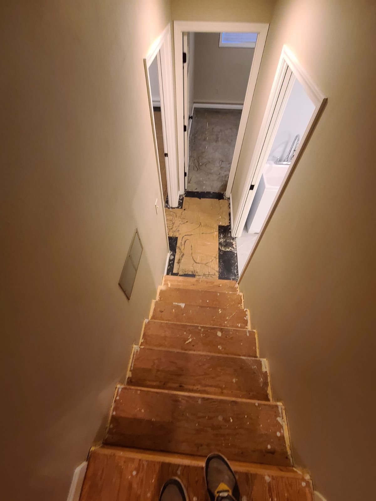 Staircase before PacMat Flooring installation.