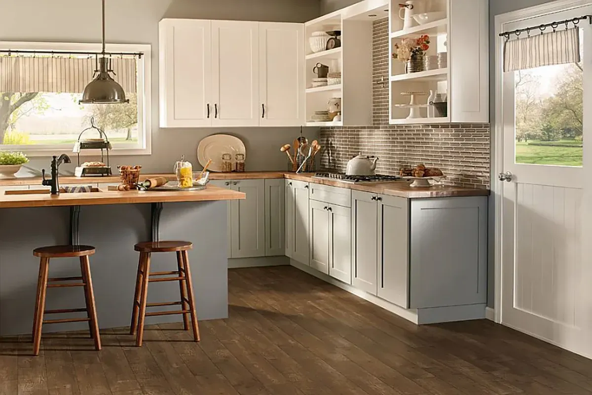 Flooring in a small kitchen.