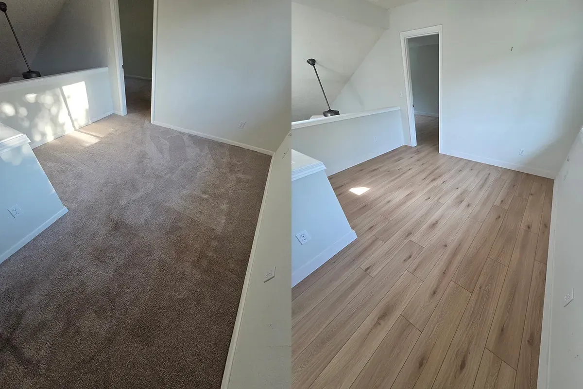 The upstairs level before and after.