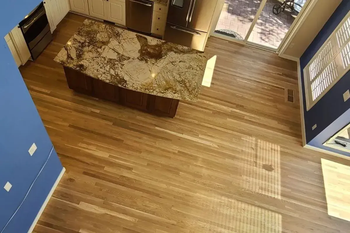 White Oak pre-finished hardwood flooring.