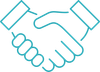 A line drawing of two hands shaking each other.
