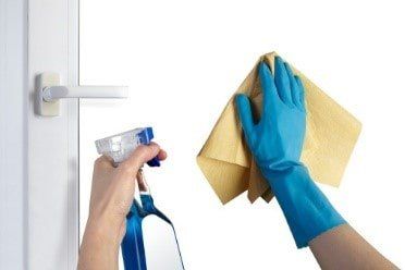 Glass kitchen cabinet doors cleaning liquid