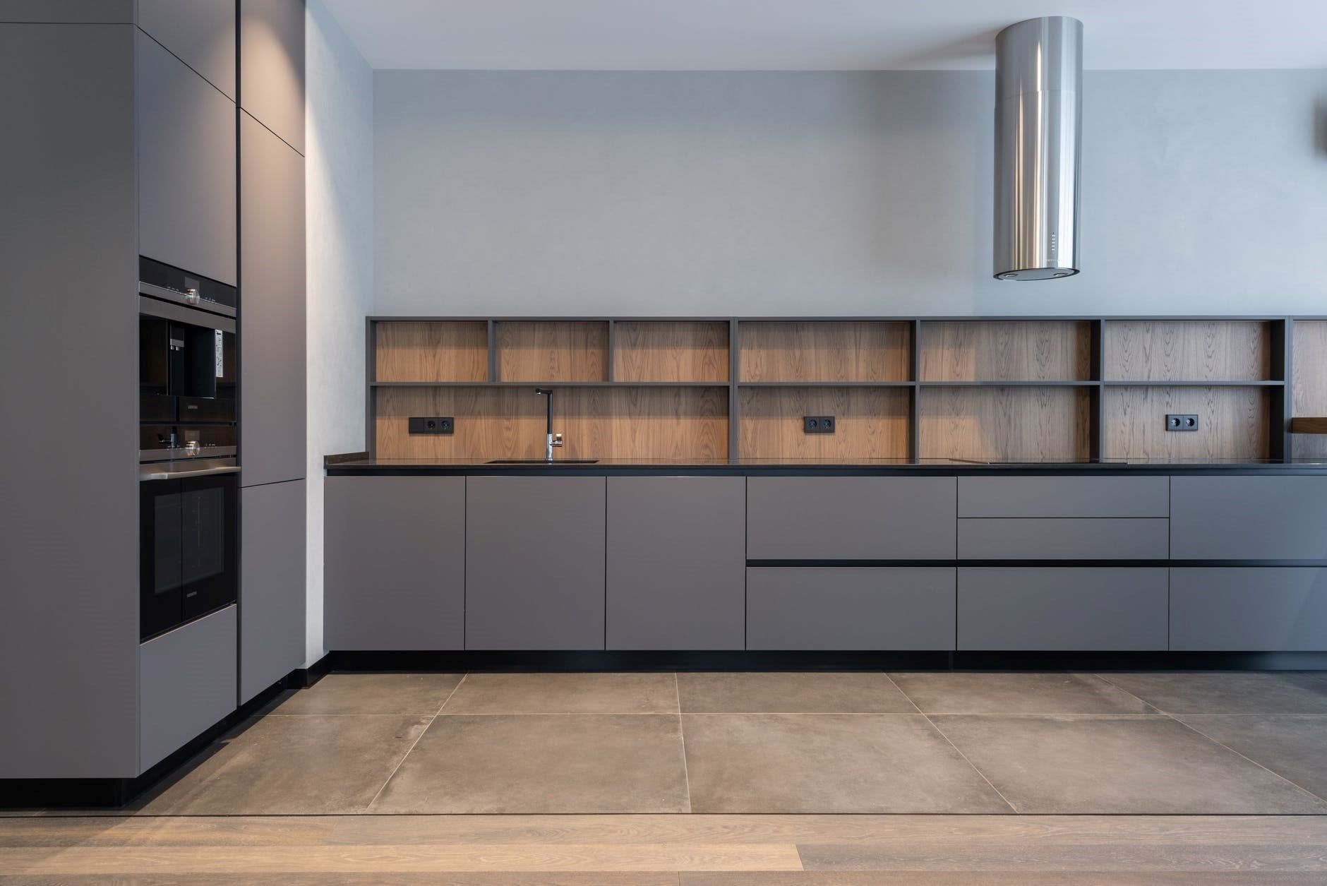 Open shelves and cabinets for kitchen
