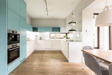 Transparent glass kitchen cabinet doors