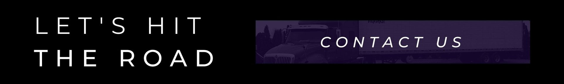 White text saying “LET’S HIT THE ROAD” beside a purple “CONTACT US” button on a black background