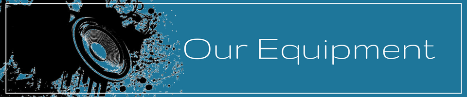 Blue banner with a hand and gear logo beside the text “Our Equipment”