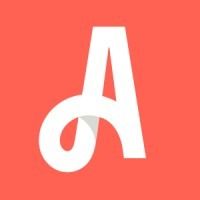 White lowercase “a” logo on a coral-orange square background