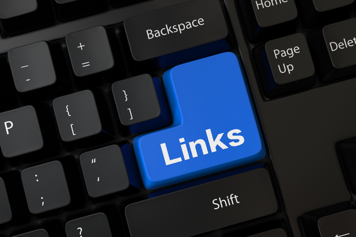 A keyboard with a large blue key labeled