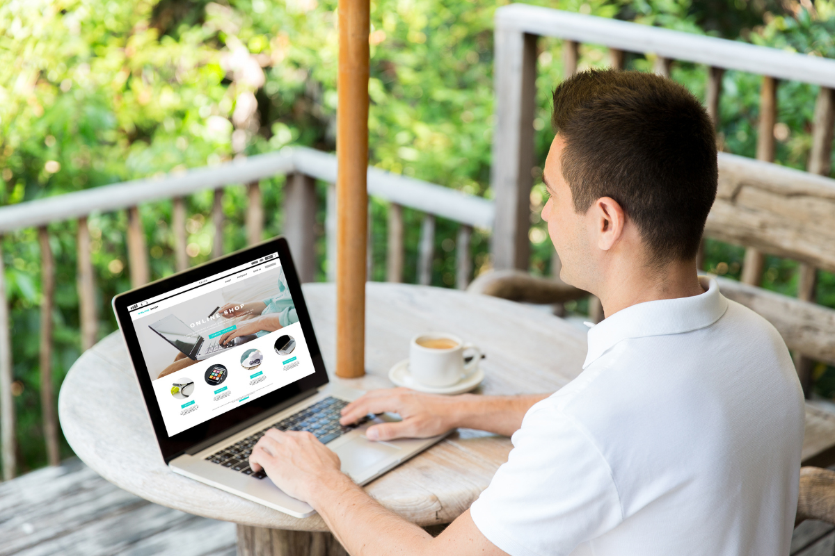 A man focused on optimizing an e-commerce website working on strategies to improve ecommerce conversion by perfecting product pages for better customer engagement.