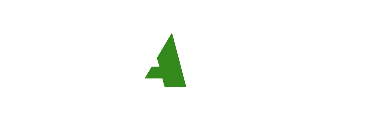 Green stylized letter A logo on a white background