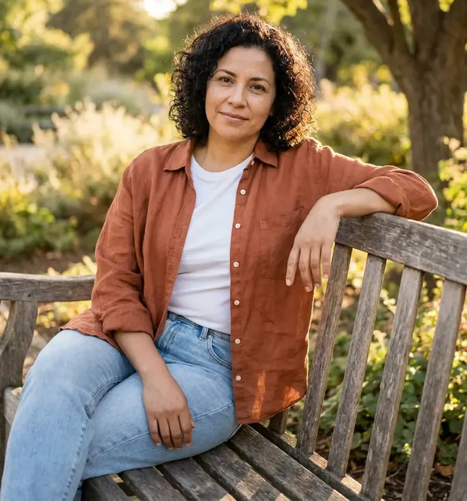 A therapist talking to her client at a park.