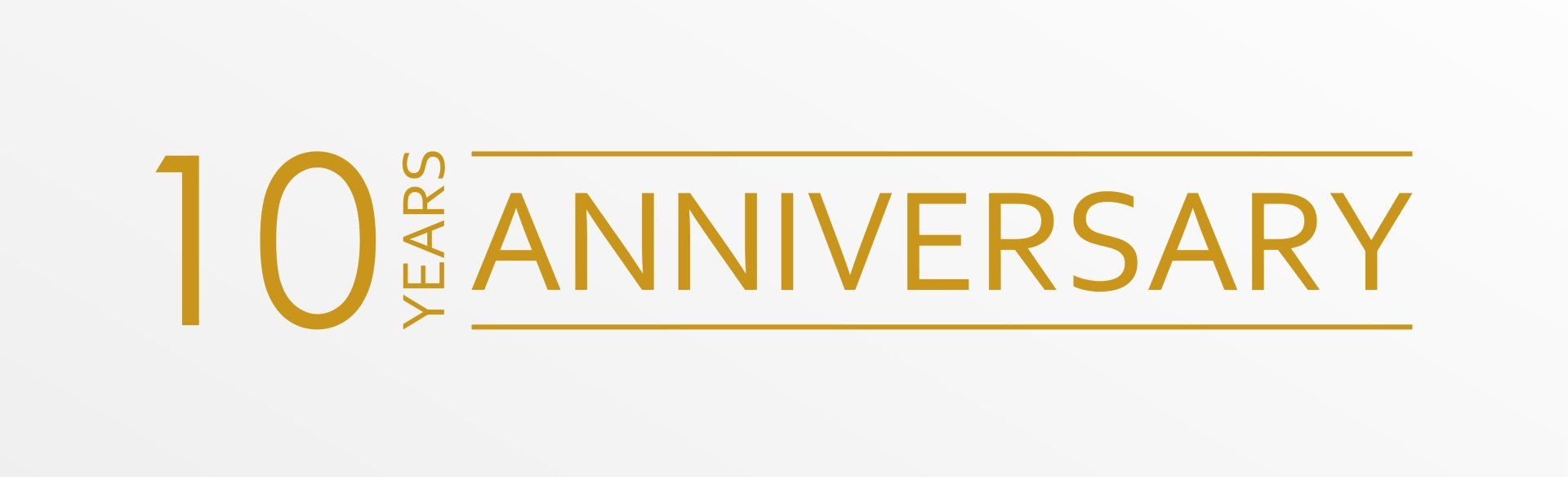 The word anniversary is written in gold on a white background.