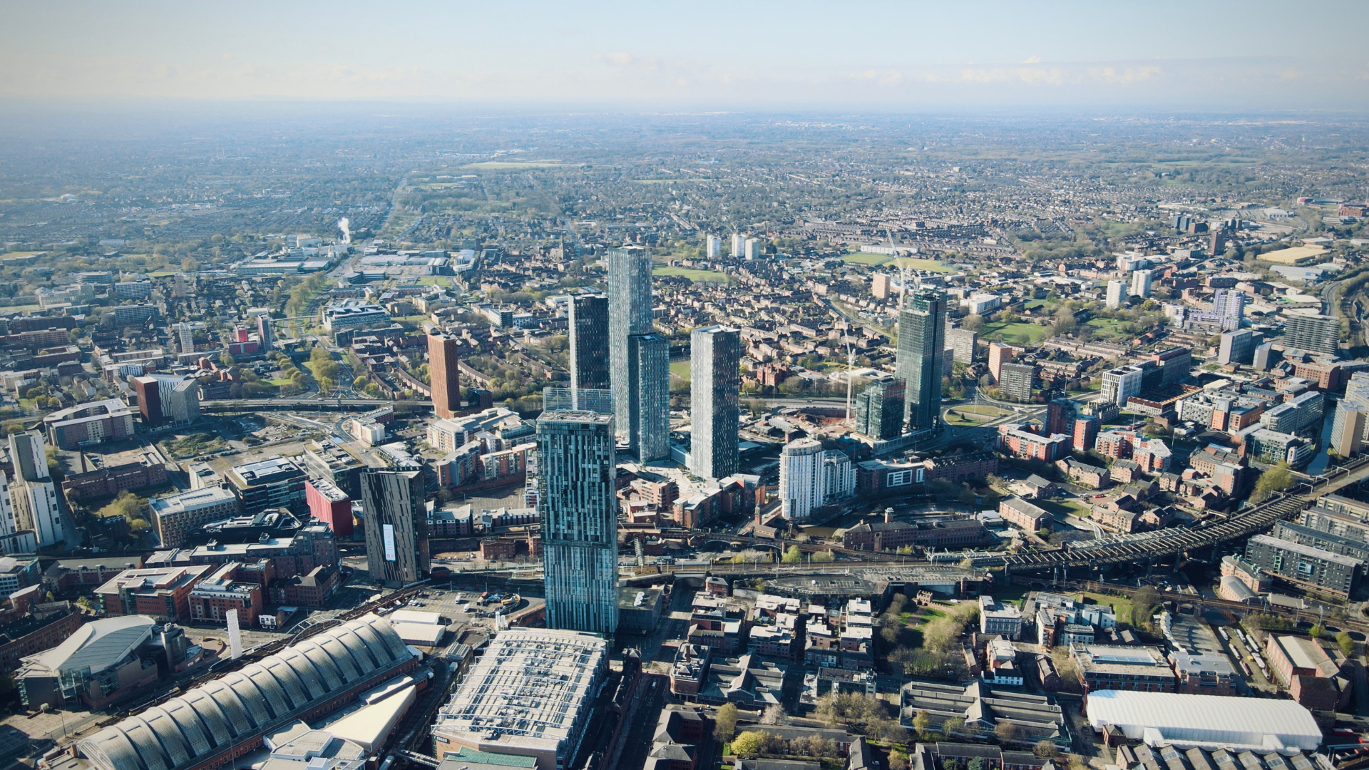Aerial View of large city