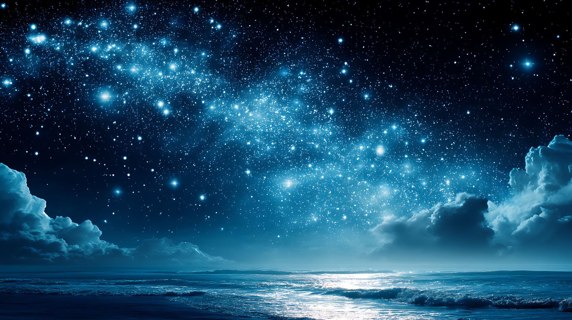 Blue stars in sky