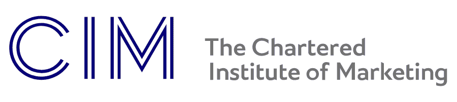 CIM logo with navy blue lettering and the words “The Chartered Institute of Marketing”