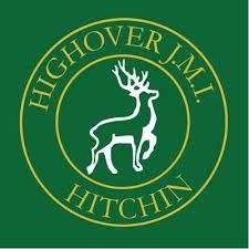 A logo for highover j.m.i. hitchin with a deer in a circle.