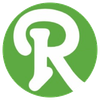 Green circular logo with a white stylized letter R