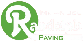 Green Randolph Paving logo with a large white &ldquo;R&rdquo; and green &ldquo;PAVING&rdquo; text
