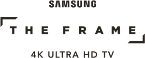 Samsung The Frame 4K Ultra HD TV logo on white background