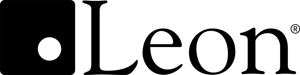 Leon logo with a black square icon and the word “Leon” in black text