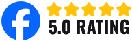 Facebook logo with 5 stars and 