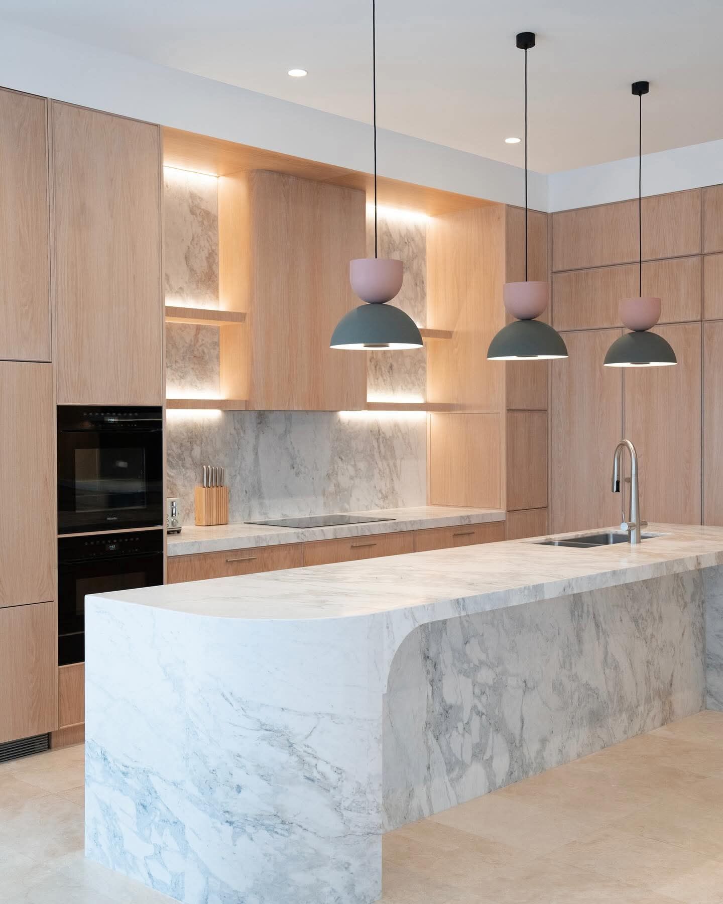Modern Kitchen With Light Wood Cabinets — Trim Joinery In Fountaindale, NSW