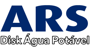 Logotipo da ARS Disk Água Potável com letras azul-escuras sobre fundo branco.
