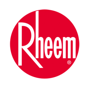 A red circle with the word rheem on it
