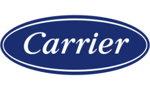 A blue carrier logo on a white background