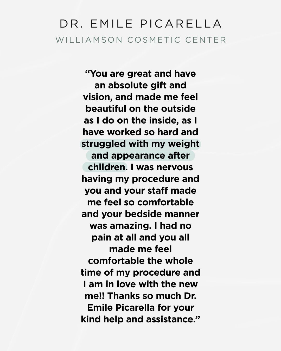 Testimonial from a patient of Dr. Emile Picarella.