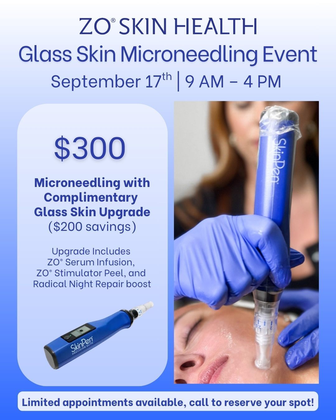 ZO Skin Health Glass Skin Microneedling Event at Williamson Cosmetic Center in Baton Rouge, Louisiana