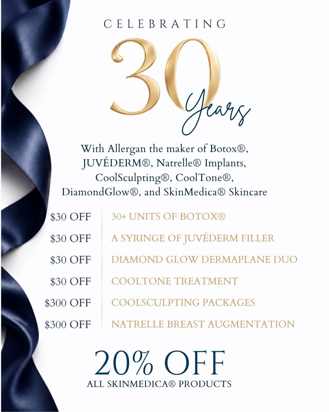 Celebrating 30 years with Allergan at Williamson Cosmetic Center in Lake Charles, Louisiana.
