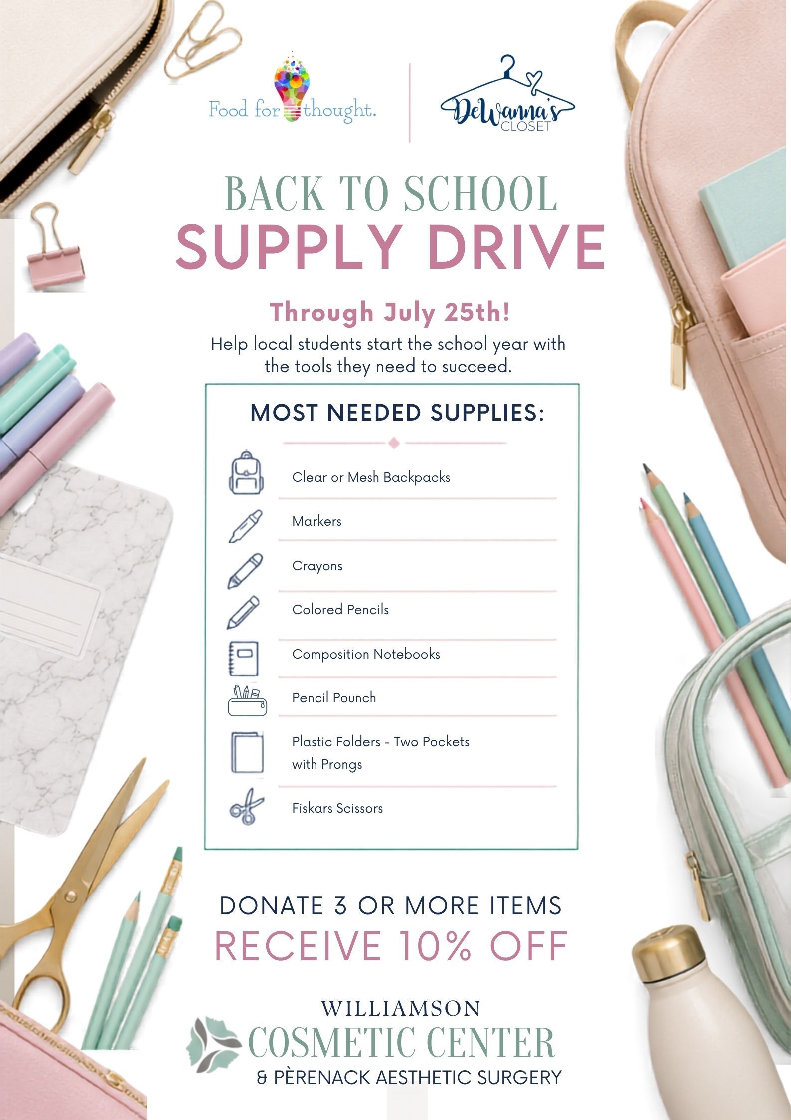 Lake Charles School Supply Drive thru July 25!