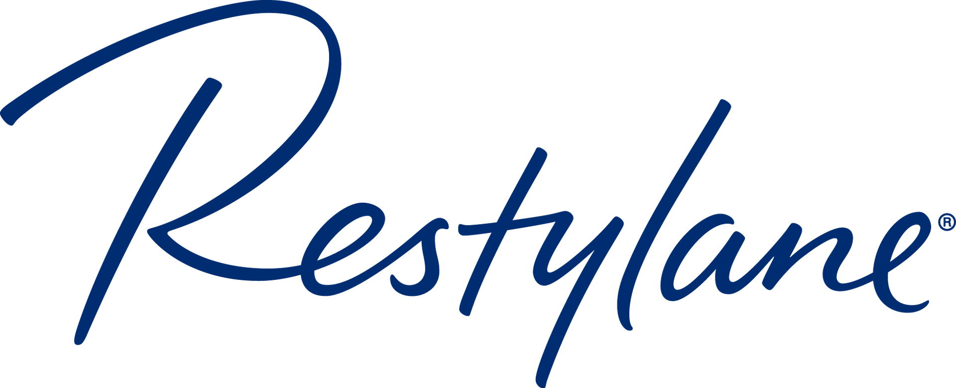Restylane logo in dark blue script.