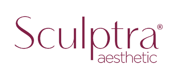 Sculptra aesthetic logo in dark pink font on a white background.